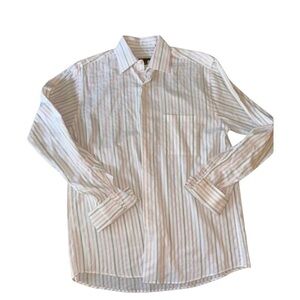 BCBG Attitude Men’s Striped Button-Down French Cuffs - Size M 15 1/2 34/36